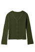 Lightweight Ribbed Knit Button Front V Neck Cardigan
